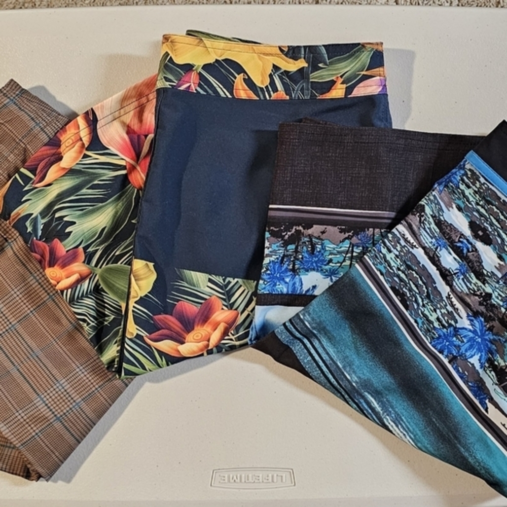 Mens Board Shorts Bundle Size 30 Mossimo Arizona Burnside Plaid‎ Floral Tropical